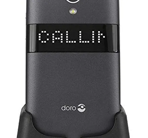 Doro 6050 Telefono Cellulare per Anziani 2G a Conchiglia con Display Esterno e Base per Ri...
