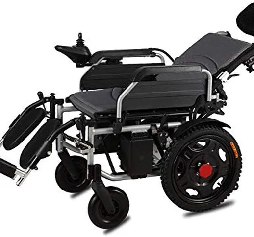 XXY.XXY Carrozzina elettrica per disabili con poggiatesta, Sedia a rotelle Pieghevole e Le...
