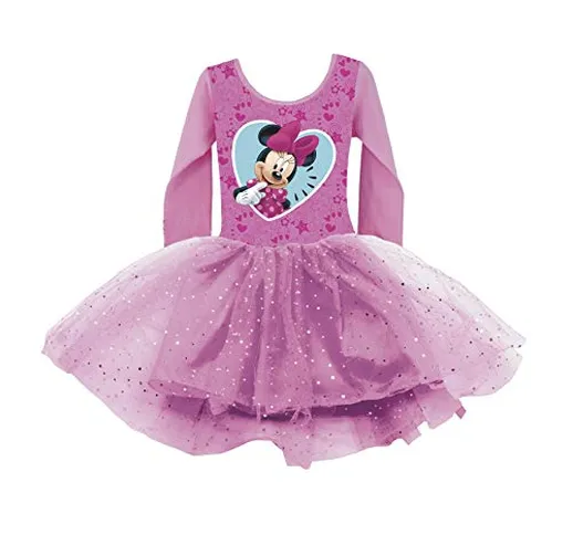 Disney, Minnie Mouse, Abito a Maniche Lunghe per Bambina, Gonna in Tulle con Tutu di Balle...