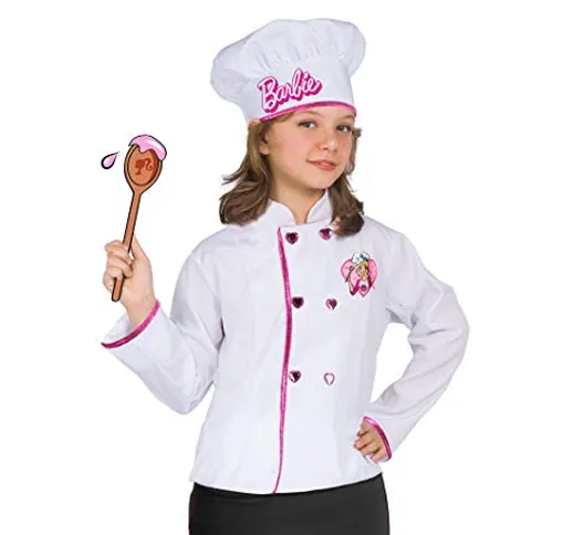 Ciao-Barbie Chef (giacca e cappello) costume bambina, Taglia unica 5-9 anni, Bianco, 11667