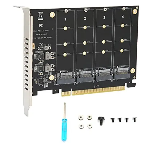 Adattatore Quad M.2 NVME SSD a PCI-E 4.0 X16, Scheda Soft Raid Ad Alta Velocità 4x32 Gbps...