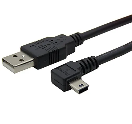 CABLEDECONN 180CM Mini USB B Type 5pin Male Left Angled 90 Degree to USB 2.0 Male Data Car...