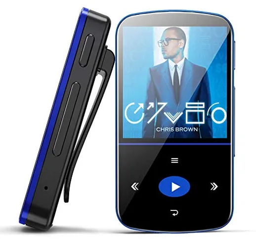 32GB Lettore MP3 Bluetooth con Clip,Mibao MP3 Bluetooth con Touch Screen con Contapassi/Ra...