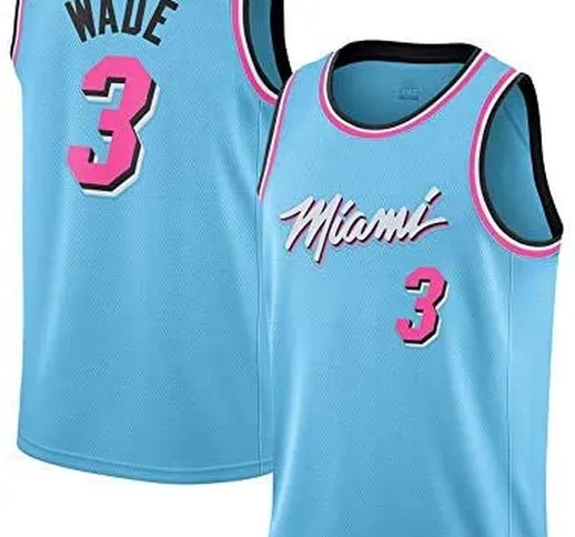 JAG Abbigliamento da Basket per Uomo NBA Miami Heat 3# Wade Classic Nuova Maglia Ricamata...