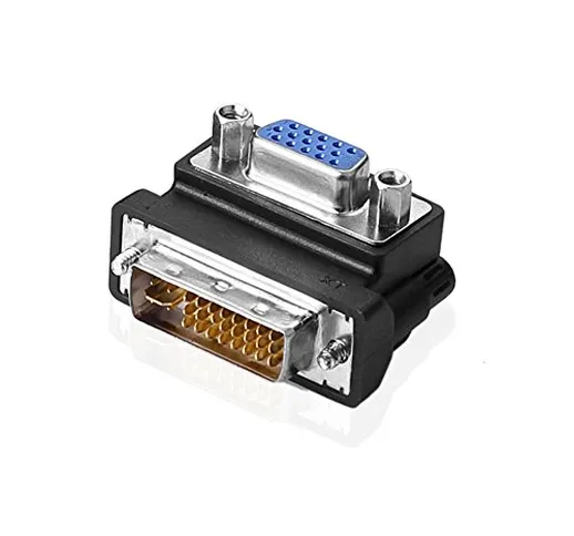 DVI a VGA -SIENOC DVI-I 24 + 5 pin maschio a VGA a 15 pin femmina di 90 gradi convertitore...