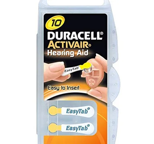 Duracell – Lotto di 60 batterie Activair tipo 10 per protesi acustica, colore: Giallo