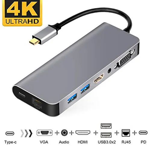 WU-MINGLU - Adattatore USB C Ethernet HDMI Samsung Dex Station per Samsung S8/S8+/S9/Note8...