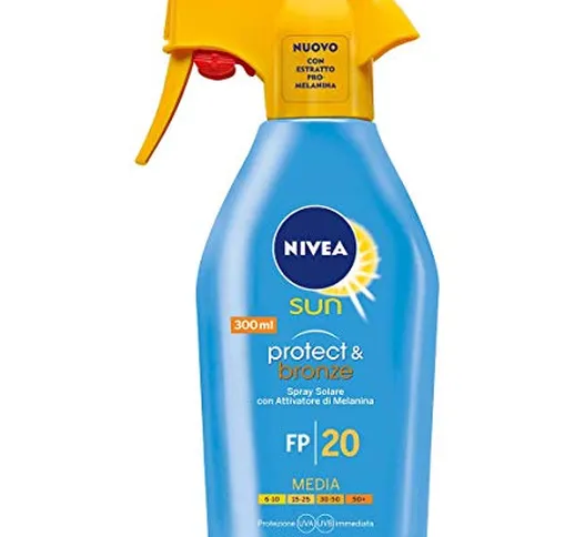 Nivea Sun Protect & Bronze Spray Solare Fp 20, Protezione Media, 300 Ml