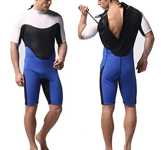 Pantalone da Uomo Shorty 3Mm One Piece Dive Skins Protezione UV Rash Guard per Lo Snorkeli...