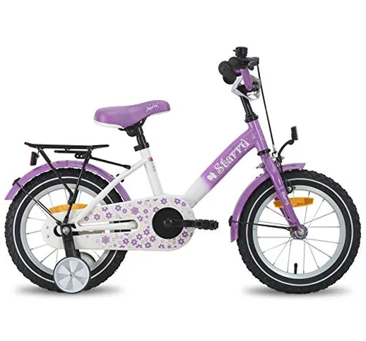 HILAND Starry Bicicletta per Bambini da 16 Pollici per Bambine da 4,5,6,7 Anni con Freno a...