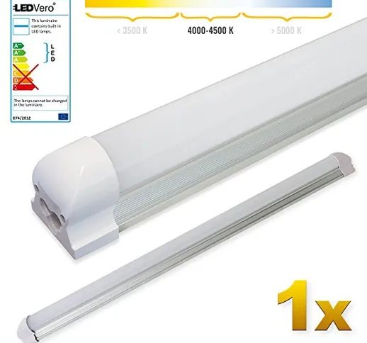 LEDVero 1x SMD LED Tubo 90cm integrato Bianco neutro - Tubo fluorescente T8 G13 - Cover op...