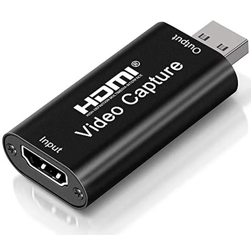 DIWUER - Scheda di acquisizione video 4K da HDMI a USB 2.0, 1080p HD 30 fps trasmessa in d...