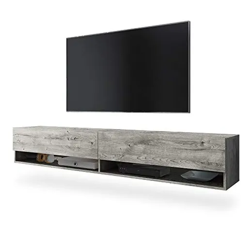 Selsey Mobile sospeso per TV, Effetto Rovere Grigio, 180 cm