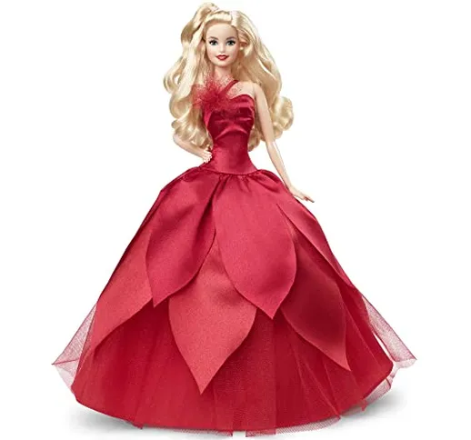 Barbie  Barbie Signature Magia delle Feste 2022 bambola bionda, capelli ondulati, abito ro...