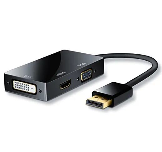 CSL - Adattatore DisplayPort a VGA e HDMI e DVI - PC e Mac - contatti placcati in Oro - HD...