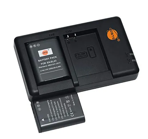 EN-EL23 (2 pezzi) Batteria di ricambio ricaricabile e caricatore Dual compatibile con Niko...