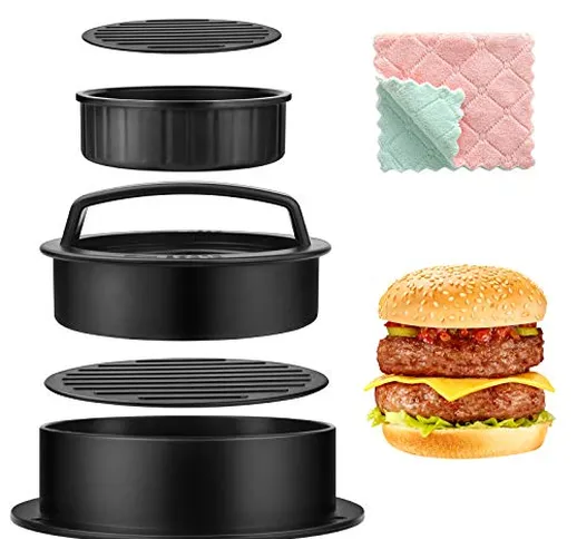 Viesap Pressa Hamburger 3 In 1 Professionale,Burger Press With Lo Straccio,Stampo Per Chee...