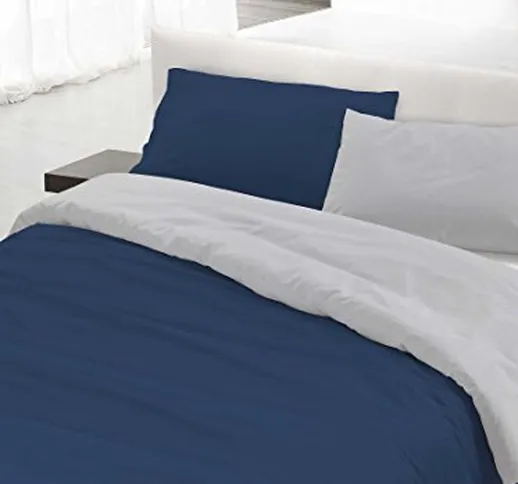 Italian Bed Linen Set Copripiumino Matrimoniale Blu/Grigio 250 x 200 cm
