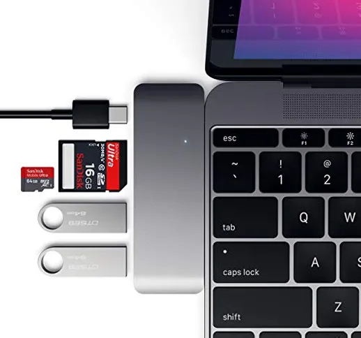 Satechi - Hub 3 in 1 Tipo-C USB 3.0 in Alluminio Con Porta di Ricarica USB-C per MacBook 2...