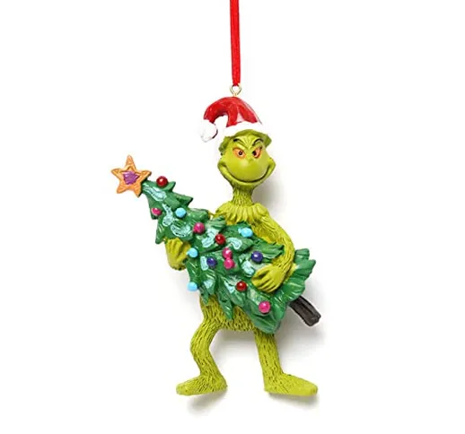 Kolarmo - Grinch in resina, decorazione per l'albero di Natale e idea regalo (con albero)