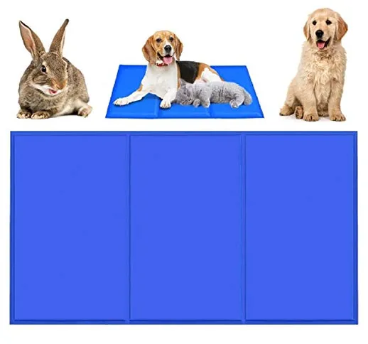 Qisiewell Tappetino Raffreddamento Cane Grandi Blu 90 * 50 cm Gel Non tossico Sistema di A...