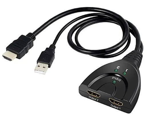 Splitter HDMI 4K 1X2 HDMI Switch 4Kx2K HD 2160P con cavo USB di alimentazione 1 in 2 out s...