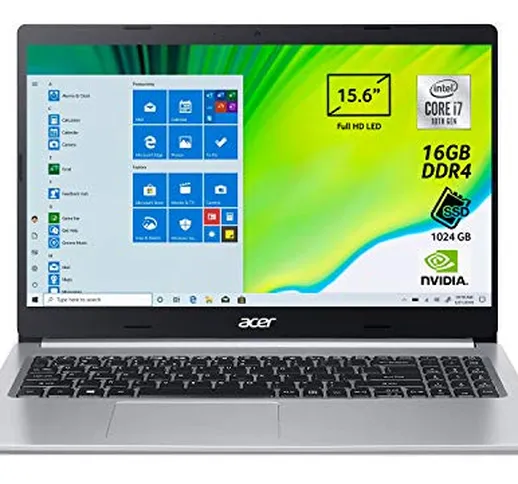 Acer Aspire 5 A515-54G-7768 Notebook con Processore Intel Core i7-10510U, Ram 16 GB DDR4,...