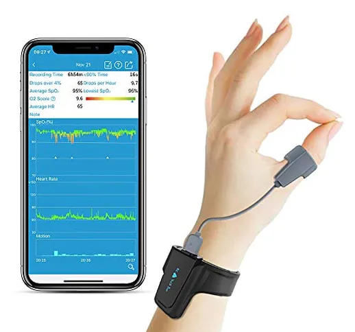 Viatom Sleep Oxygen Tracker con notifica a vibrazione e rapporto PC per apnea notturna e d...