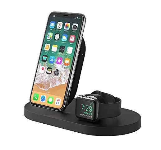 Belkin BoostUp Dock di Ricarica Wireless per iPhone + Apple Watch con Porta USB-A (Ricaric...