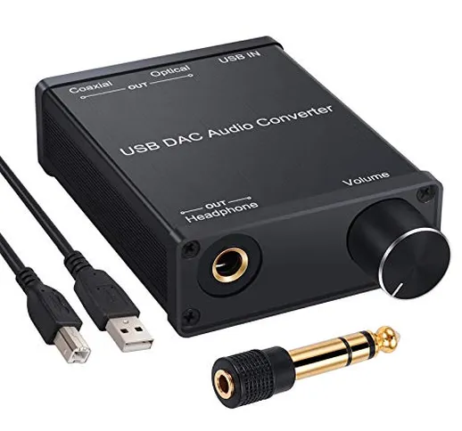 LiNKFOR USB DAC Convertitore con Amplificatore per Cuffie D/A Convertitore USB Scheda Audi...