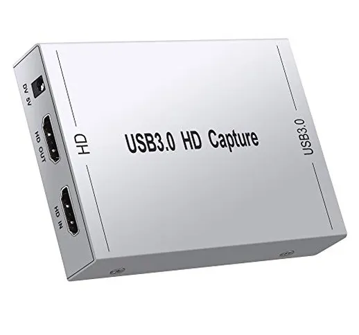 Scheda di acquisizione HDMI, convertitore video di gioco USB 3.0 con supporto loop-out HDM...