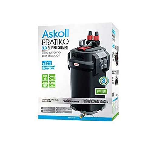 Askoll Pratiko 200 3.0 Super Silent Filtro Esterno per acquari Fino a 230 Litri New 2019,...