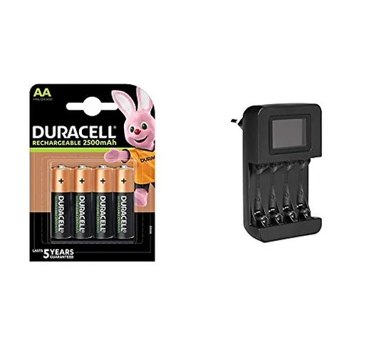 Duracell Rechargeable AA 2500 mAh Prericaricate, Batterie Stilo Ricaricabili 2500 mAh, Con...