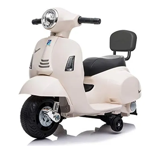 Mondial Toys Moto ELETTRICA per Bambini Mini Vespa GTS Piaggio 6V con Schienale Sedile in...