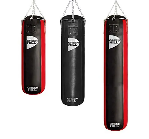 GREEN HILL Sacco da Boxe Vera Pelle Pugilato Pieno Boxing Punching Bag SACCONE (90cm x 35c...