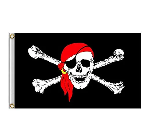 Bandiera dei pirati, 60 x 90 cm, bandiera Jolly Roger per feste all'aperto e dei pirati, s...