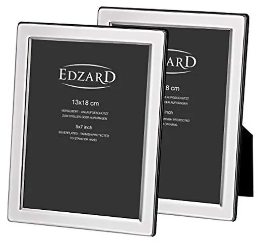 Edzard - Set di 2 cornici portafoto Salerno per foto, 13 x 18 cm, argentate pregiate, con...