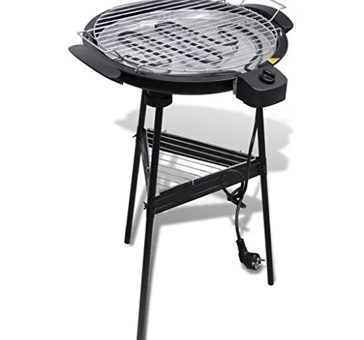 vidaXL 40978 Barbecue Zona Cottura Elettrico 2000W Nero, Argento Barbecue e bistecchiera