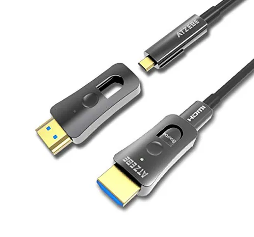 ATZEBE Cavo HDMI Fibra Ottica - 50m, Cavo HDMI 4k Supporta 4K@60Hz HDR 4: 4: 4 8bit, 18Gbp...