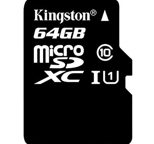 Kingston SDC10G2/64GB MicroSDXC Class 10 UHS-I Card, Capacità fino a 64 GB, 45 MB/s Read a...