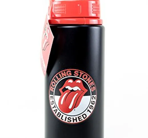 AMBROSIANA Borraccia con Logo The Rolling Stones, Alluminio, Multicolore, 7.2 x 7.2 x 21.7...