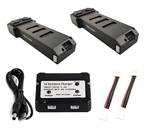 VOTOLA 2 batterie E511s driohne 7,4 V 1200 mAh con caricatore 2 in 1 e 2 linee di conversi...