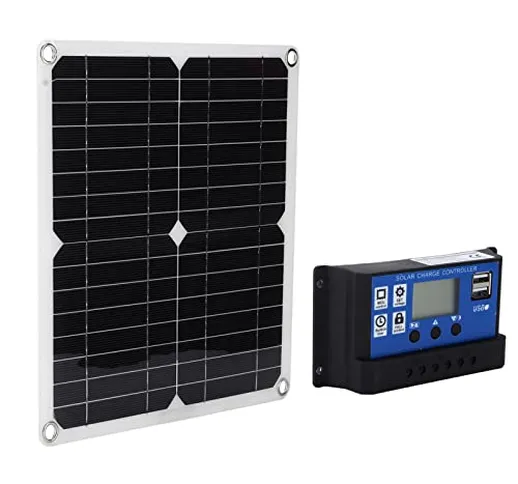 Kit pannello solare da 15 W, celle solari in silicio monocristallino doppio MOS regolabile...