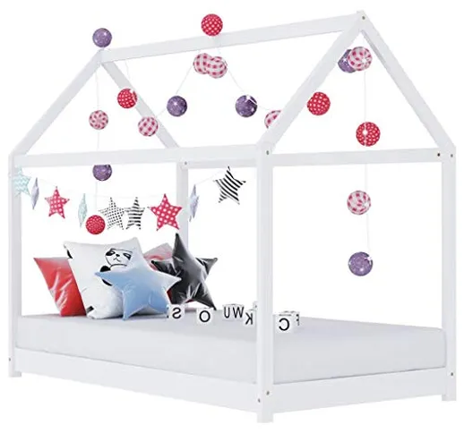 VidaXL - Struttura per letto per bambini, in legno di pino massiccio, 80 x 160 cm, colore:...