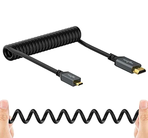 Twozoh Cavo Micro HDMI to HDMI, Micro HDMI maschio a HDMI maschio cavo a spirale 3D/4K 2.0...