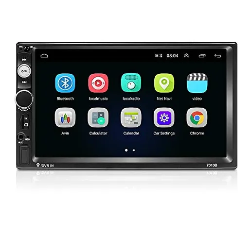 Android 9.1 Autoradio Bluetooth 2 DIN 7 Pollici 1080P HD Touch Screen Supporto GPS Navigat...