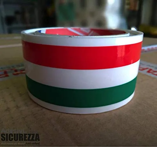 StickersLab - Nastro imballaggio Tricolore Bandiera Italiana 50mm x 66MT - 50mm x 66MT (6...
