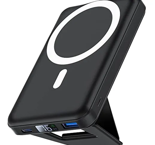 Power Bank Mag-Safe, Podoru Powerbank 10000mAh Caricatore Portatile iPhone Wireless Magnet...