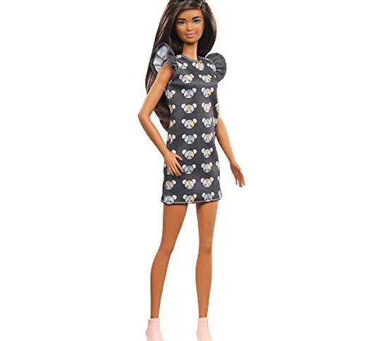 Barbie Fashionistas Bambola con Capelli Lunghi Castani e Vestiti alla Moda e Accessori, Gi...