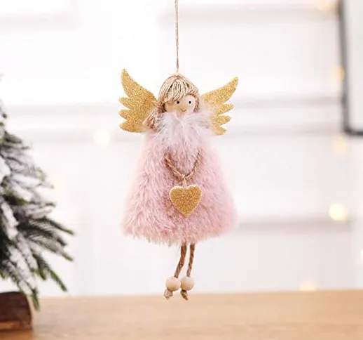 Slibrat Peluche Piume Angelo Bambola Simpatico Albero di Natale Ciondolo Ornamento Decoraz...